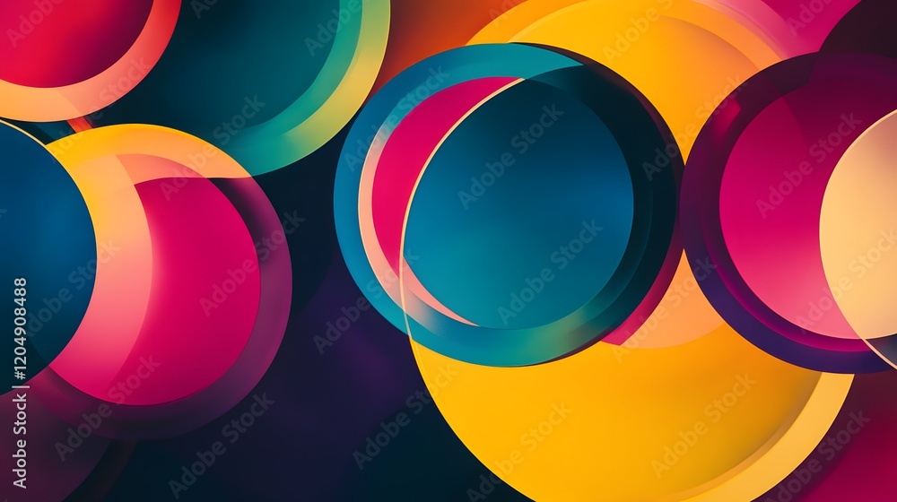 Poster dynamic colorful circles abstract art digital artwork modern design vibrant background artistic view