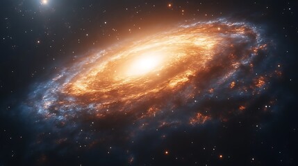 Fototapeta premium Majestic Spiral Galaxy in Deep Space Showing Orange and Blue Hues