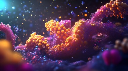 Fototapeta premium Abstract Close-Up of Brightly Colored Spheres and Glowing Particles