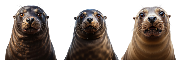 Nervous Sea Lions Displaying Expressive Eyes