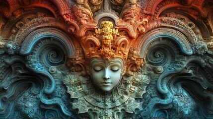 Fototapeta premium Large Human Head with Detailed Facial Features Capturing Emotion and Expression in a Unique Artistic Style