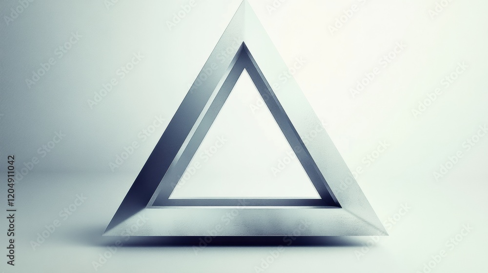 Poster Unique geometric design featuring a three dimensional triangle in a minimalist setting with soft lighting. Generative AI