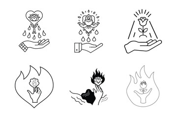 Elegant Valentine's Day Vector Line Art with Romantic Trends