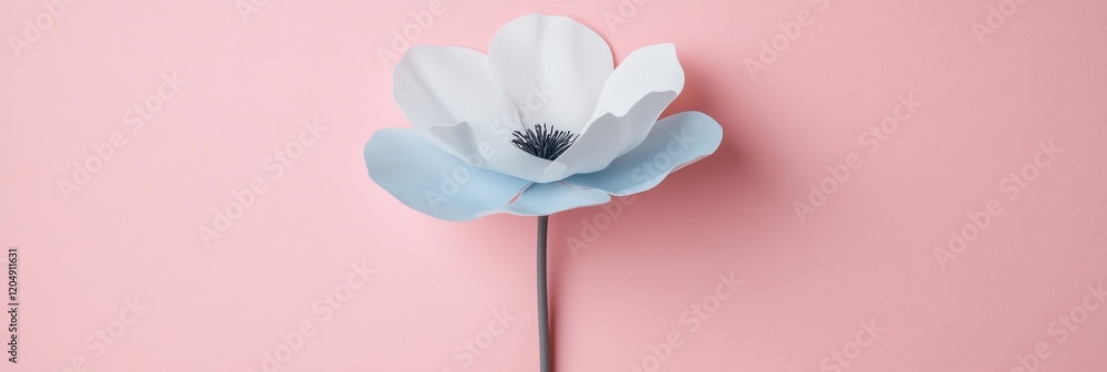Poster elegant handmade flower on a pastel pink background showcasing intricate craftsmanship and delicate 