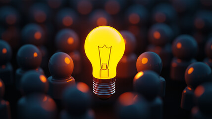 Think different unique ideas and creativity concept. Concept from Idea to Implementation in Dark Setting
