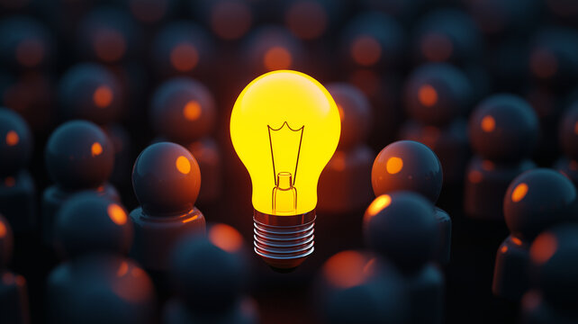 Think different unique ideas and creativity concept. Concept from Idea to Implementation in Dark Setting
