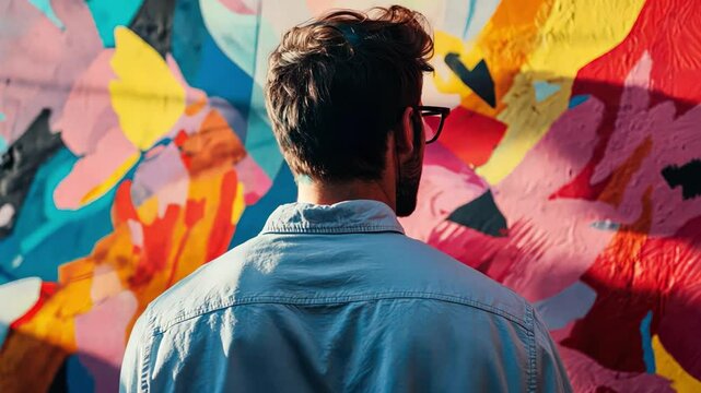 A man advertising strategist uses AI-generated art, enhancing campaigns with cutting-edge visuals