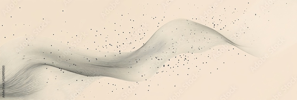 Poster elegant flowing lines and particles create a soft wave pattern on a neutral background in a modern a
