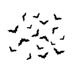 Fototapeta premium Many black bat silhouettes transparent background