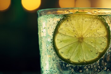 A close-up of a Gimlet in a crystal-clear glass, its pale green hue glowing under warm bar lighting.Classic gimlet.Gin cocktail.Lime gin drink.Gimlet cocktail.