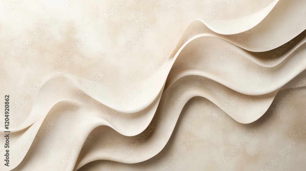 Poster Soft, flowing textures create an elegant backdrop in a neutral color palette ideal for modern design spaces. Generative AI