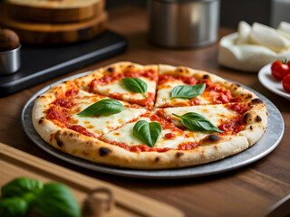 pizza with tomatoes and mushrooms