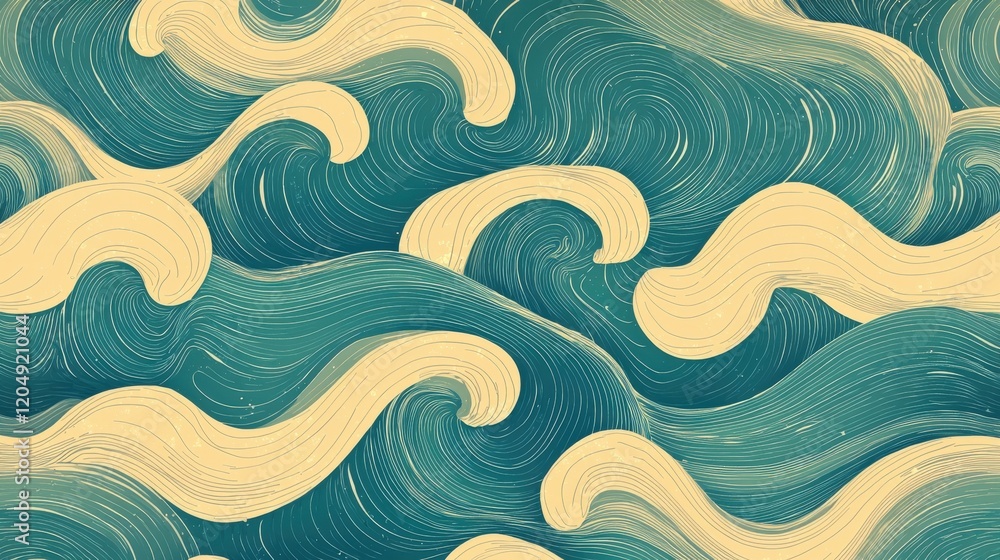 Aufkleber abstract seascape with flowing waves in soft tones for creative background use