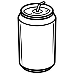 Monochrome Line Art Soda Can Design