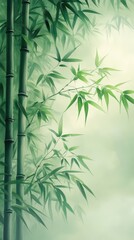 Naklejka premium Serene Bamboo Forest Ink Style Background