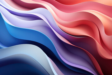 A vibrant and abstract composition of smooth, flowing waves in a gradient of pastel and bold colors, including red, blue, and pink