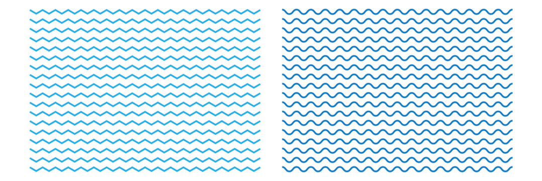 Vector zigzag lines and waves, wavy pattern. Squiggle zigzag frame with wiggle. Curvy undulate parallel borders. Curve sinuous stroke with sine. Multi color Design of seamless graphic 