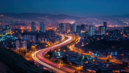 Fototapeta premium Night View of Medellin's Cityscape, Colombia