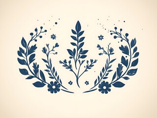 Floral wreath design, beige background, wedding stationery