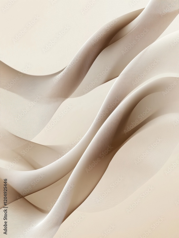 Poster Soft flowing fabric creates an elegant texture in neutral tones for artistic expression and design inspiration. Generative AI