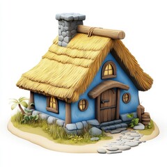 Cartoon Style Countryside Cottage with Cozy Garden