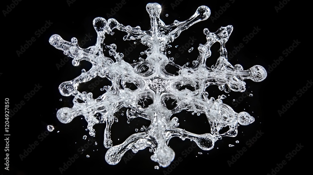 Poster water splash forms intricate star shape design
