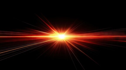 An intense sun flare emitting fiery red and orange light, blending smoothly into a black background.
