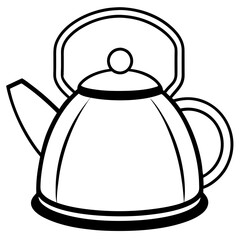 Simple Tea Kettle Outline in Vector Style
