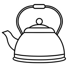 Simple Tea Kettle Outline in Vector Style