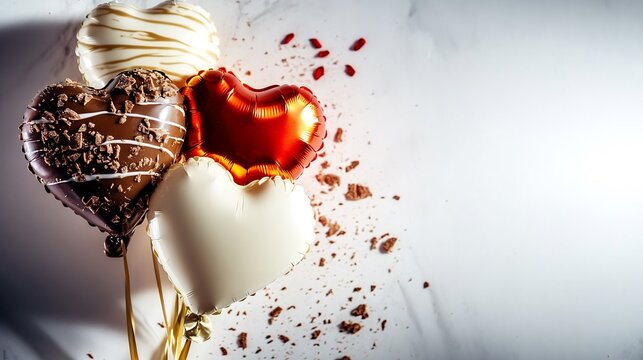 Sweetheart Balloons Delightful Chocolate Treats. AI Generated