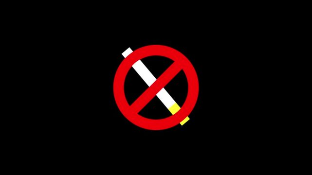 No Smoking sign animation on black background. no smoking zone concept
