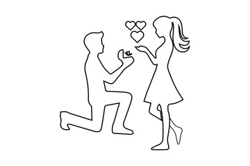Minimalist Valentine's Day Couple Gift Line Art for Romantic Themes
