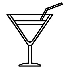 Sleek Cocktail Glass Illustration in Line Art