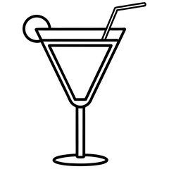 Sleek Cocktail Glass Illustration in Line Art