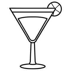 Sleek Cocktail Glass Illustration in Line Art