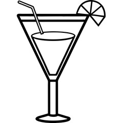 Sleek Cocktail Glass Illustration in Line Art