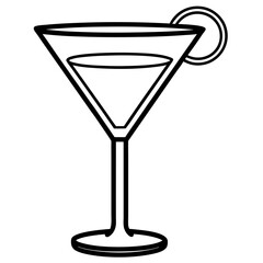Sleek Cocktail Glass Illustration in Line Art