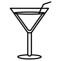 Sleek Cocktail Glass Illustration in Line Art