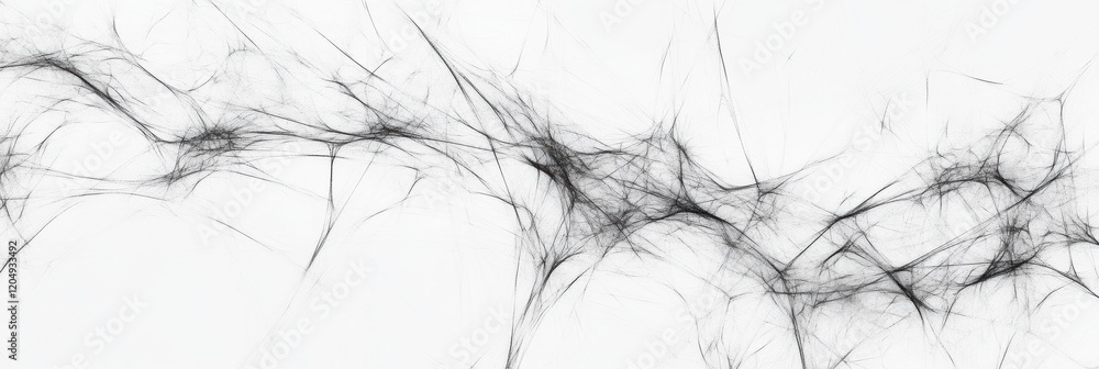 Poster Abstract black and white pattern resembling organic fibers on a light background in artistic display of design. Generative AI
