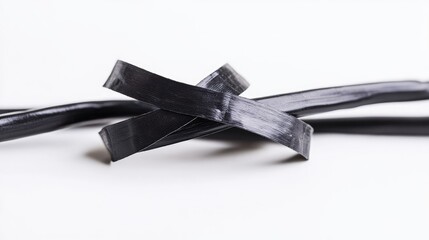 A close-up of two wires securely connected and wrapped with black electrical tape against a clean white background.