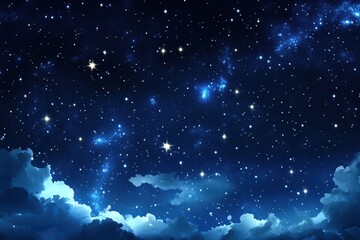 A Starry Sky with a Milky Way Galaxy and Bright Stars.; A night sky adorned with numerous stars partially obscured by soft, wispy clouds, creating a serene celestial scene.