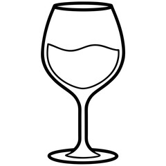 Sleek Wine Glass Outline Vector Illustration