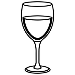 Sleek Wine Glass Outline Vector Illustration