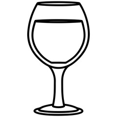 Sleek Wine Glass Outline Vector Illustration