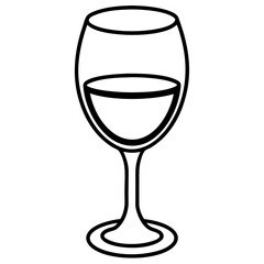 Sleek Wine Glass Outline Vector Illustration