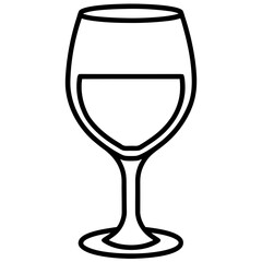 Sleek Wine Glass Outline Vector Illustration