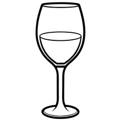 Sleek Wine Glass Outline Vector Illustration