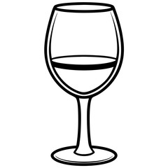 Sleek Wine Glass Outline Vector Illustration