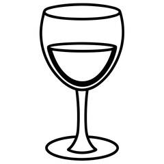 Sleek Wine Glass Outline Vector Illustration
