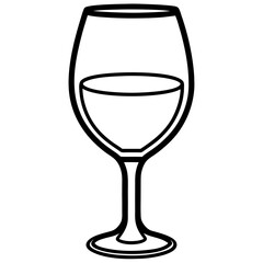 Sleek Wine Glass Outline Vector Illustration